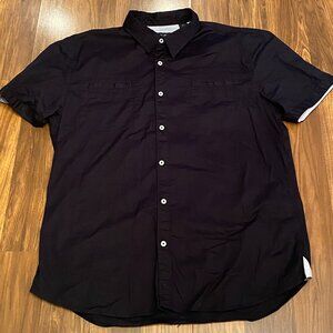 DKNY Black Button Down Short Sleeve Shirt Men's Size XL